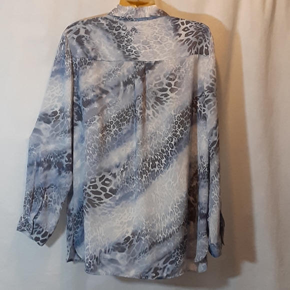 Chico's Womens Large Top Cool Ocelet Jody Blue Print Popover Tunic - Picture 5 of 10